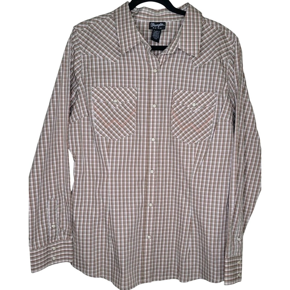Wrangler Retro Men's Plaid Pearl Button-Up Shirt XL Long Sleeve Western Cowboy - Picture 1 of 8